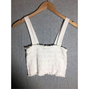 Womens American Eagle Tank Top Shirred Square Neckline white Feminine minimalist